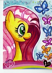 Size: 1280x1805 | Tagged: safe, artist:alex delgiannis, fluttershy, butterfly, g4, female, solo, traditional art