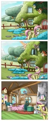 Size: 1201x2977 | Tagged: safe, artist:otakuap, fluttershy, rainbow dash, scootaloo, oc, oc:fluffy the bringer of darkness, giant moth, moth, pegasus, pony, g4, bed, comic, crash, derp, first aid kit, floppy ears, frown, goggles, gritted teeth, messy mane, mouth hold, pain star, prone, scootacrash, smiling, wide eyes, worried
