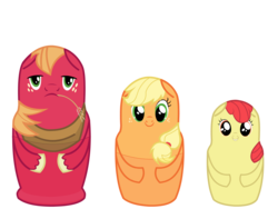 Size: 2000x1500 | Tagged: safe, artist:klarnetist, apple bloom, applejack, big macintosh, earth pony, pony, g4, apple siblings, male, matryoshka doll, stallion