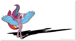 Size: 10000x5428 | Tagged: safe, artist:randomlywhimsical, pinkie pie, rainbow dash, fanfic:cupcakes, g4, absurd resolution, bipedal, female, looking at you, mare, pinkamena diane pie, simple background, solo, spread wings, vector, white background, wings