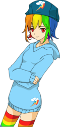 Size: 617x1294 | Tagged: safe, artist:xered, rainbow dash, human, g4, female, humanized, solo