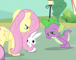 Size: 607x485 | Tagged: safe, angel bunny, fluttershy, spike, g4, just for sidekicks