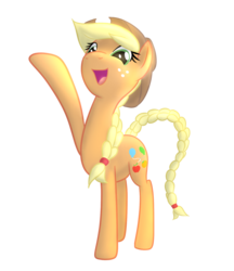 Size: 1446x1671 | Tagged: safe, artist:etiluos, applejack, fanfic:a minor variation, g4, alternate hairstyle, braid, female, raised hoof, simple background, solo