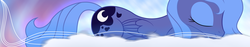 Size: 5760x1080 | Tagged: safe, artist:lextsy, princess luna, g4, cloud, female, sleeping, smiling, solo, vector