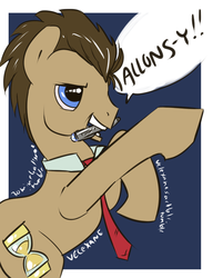 Size: 746x970 | Tagged: safe, artist:velexane, doctor whooves, time turner, g4, allons-y, doctor who, male, solo, sonic screwdriver