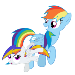 Size: 6000x6000 | Tagged: safe, artist:csillaghullo, rainbow dash, oc, oc:starwhite flash, pegasus, pony, g4, absurd resolution, female, filly, foal, mare, pegasus oc, simple background, transparent background