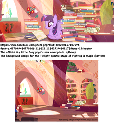 Size: 850x924 | Tagged: safe, twilight sparkle, alicorn, pony, fighting is magic, g4, official, book, cover, drama, facebook, female, fighting is drama, flower, golden oaks library, library, mare, ponyloaf, scroll, sunlight, twilight sparkle (alicorn)