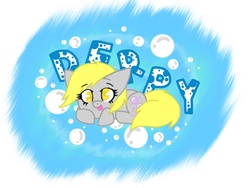 Size: 1024x768 | Tagged: safe, artist:dewdrop-210, derpy hooves, pegasus, pony, g4, bubble, female, mare, solo