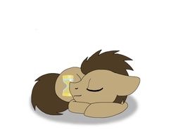 Size: 1024x768 | Tagged: safe, artist:dewdrop-210, doctor whooves, time turner, g4, male, sleeping, solo