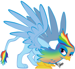 Size: 633x578 | Tagged: safe, artist:wingwind, rainbow dash, griffon, g4, female, griffonized, simple background, solo, species swap, transparent background