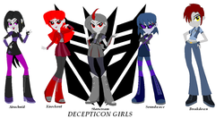 Size: 1024x539 | Tagged: safe, artist:gothamscarecrow, equestria girls, g4, airachnid, breakdown, crossover, eqg promo pose set, equestria girls-ified, knock out, soundwave, starscream, transformers, transformers prime