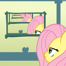 Size: 600x600 | Tagged: safe, artist:hudoyjnik, artist:synch-anon, fluttershy, g4, mirror, recursion