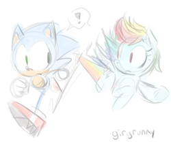 Size: 700x600 | Tagged: safe, artist:girgrunny, rainbow dash, g4, crossover, male, sonic the hedgehog, sonic the hedgehog (series)