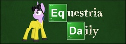 Size: 1000x350 | Tagged: safe, artist:zvn, twilight sparkle, equestria daily, g4, banner, breaking bad, clothes, crossover, female, jumpsuit, palindrome get, solo