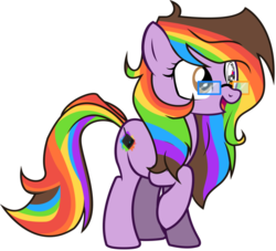 Size: 938x852 | Tagged: safe, artist:stainless33, oc, oc only, oc:rainbow screen, earth pony, pony, glasses, multicolored hair, rainbow hair, simple background, solo, transparent background