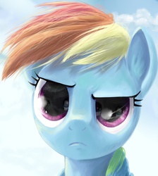 Size: 1000x1118 | Tagged: safe, artist:keepare, rainbow dash, g4, close-up, cloud, cloudy, eyes, female, reflection, solo