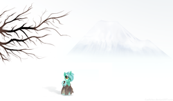 Size: 3244x1896 | Tagged: dead source, safe, artist:lova-gardelius, lyra heartstrings, pony, unicorn, g4, bare tree, clothes, female, mare, robe, snow, solo, tree, winter