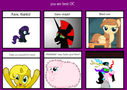 Size: 1688x1200 | Tagged: safe, oc, oc only, oc:cream heart, oc:fluffle puff, oc:niggertron, oc:nyx, oc:ticket, alicorn, pony, 6 pony meme, alicorn oc, bend over, exploitable meme, meme, red and black oc, tiara ultima