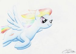 Size: 900x641 | Tagged: safe, artist:hamii, rainbow dash, g4, female, solo, traditional art