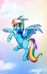 Size: 861x1358 | Tagged: safe, artist:opalacorn, rainbow dash, pegasus, pony, g4, female, hooves, sky background, solo