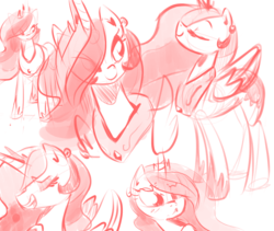 Size: 800x676 | Tagged: safe, artist:tess, princess celestia, g4, female, monochrome, sketch, sketch dump, solo