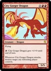 Size: 375x523 | Tagged: artist needed, safe, basil, dragon, g4, eyes closed, fire, fire breath, flying, magic the gathering, open mouth, solo, spread wings, wings