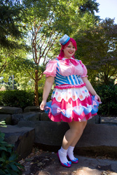 Size: 2848x4272 | Tagged: safe, artist:nwcosplay, pinkie pie, human, g4, clothes, cosplay, dress, gala dress, irl, irl human, kumoricon, photo, solo