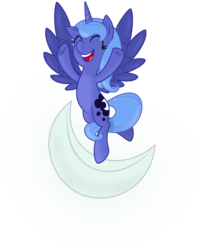 Size: 3674x4500 | Tagged: safe, artist:spier17, princess luna, pony, g4, bipedal, dancing, female, happy, moon, s1 luna, simple background, solo, tangible heavenly object, transparent background, vector, younger