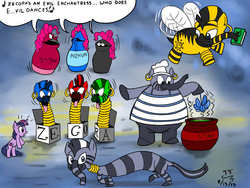 Size: 1600x1200 | Tagged: safe, artist:tomtornados, twilight sparkle, zecora, bee, elephant, zebra, bridle gossip, g4, colored, heffalumps and woozles, parody, potion, stew, winnie the pooh