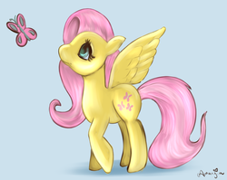 Size: 1024x814 | Tagged: safe, artist:amaryia, fluttershy, butterfly, g4, female, solo