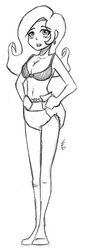 Size: 400x1178 | Tagged: safe, artist:geotastic, rarity, human, g4, belly button, bra, breasts, cleavage, clothes, diaper, female, humanized, monochrome, non-baby in diaper, solo, underwear