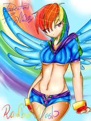 Size: 720x960 | Tagged: safe, artist:silvflora97, rainbow dash, human, g4, female, humanized, solo, winged humanization