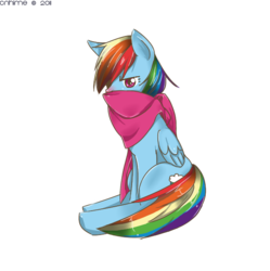 Size: 588x590 | Tagged: safe, artist:crazynekohime, rainbow dash, g4, clothes, female, scarf, solo