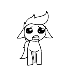 Size: 500x500 | Tagged: safe, artist:weaver, scootaloo, g4, female, monochrome, parody, simple background, solo, style emulation, the binding of isaac, white background