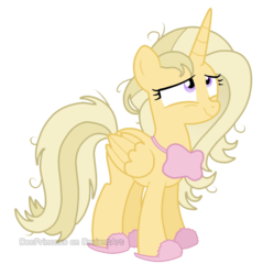 Size: 998x1042 | Tagged: safe, artist:decprincess, oc, oc only, oc:neo, alicorn, pony, alicorn oc, bed mane, clothes, morning ponies, sleep mask, slippers, solo