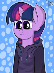 Size: 3000x4000 | Tagged: safe, artist:psalmie, twilight sparkle, g4, clothes, female, hood, hoodie, simple background, solo