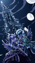 Size: 800x1422 | Tagged: safe, artist:saturnspace, princess luna, star hunter, alicorn, pegasus, pony, g4, jack harkness, star chaser