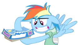 Size: 6084x3500 | Tagged: safe, artist:thelawn, rainbow dash, pegasus, pony, g4, read it and weep, absurd resolution, battlecloud, board game, faic, female, floppy ears, gritted teeth, hospital gown, simple background, solo, transparent background, vector