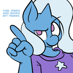 Size: 1000x1000 | Tagged: safe, artist:fauxsquared, trixie, anthro, trixie is magic, g4, female, hand, irony, solo, tumblr