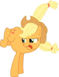 Size: 737x959 | Tagged: safe, artist:mighty355, applejack, g4, bucking, female, simple background, solo, tongue out, transparent background, vector