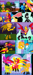 Size: 1024x2290 | Tagged: safe, artist:bbbhuey, flash sentry, rainbow dash, snails, snips, sunset shimmer, demon, pony, equestria girls, g4, my little pony equestria girls, alternate ending, bad end, clothes, comic, demon flash sentry, evil grin, female, grin, magic, male, necktie, portal, ship:flashimmer, shipping, smiling, straight, suit, sunset satan, the fools, transformation