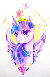 Size: 500x768 | Tagged: safe, artist:miu, twilight sparkle, alicorn, pony, g4, big crown thingy, female, mare, solo, traditional art, twilight sparkle (alicorn)