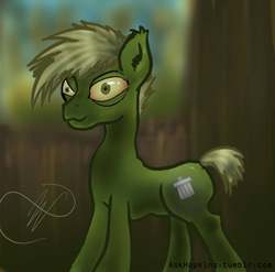 Size: 1297x1281 | Tagged: safe, artist:krucification, oc, oc only, earth pony, pony, creepy, dumpster diver, insanity, solo