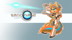 Size: 1280x720 | Tagged: safe, artist:scramjet747, semi-anthro, arm hooves, gun, ponified, sanctum 2, solo, sweet autumn, wallpaper