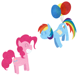 Size: 800x800 | Tagged: safe, artist:elslowmo, pinkie pie, rainbow dash, g4, balloon