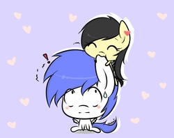 Size: 899x713 | Tagged: safe, artist:mrsremi, oc, oc only, pegasus, pony, biting, blushing, chibi, ear bite, female, heart, male, mare, shipping, stallion, straight, sweatdrop