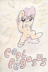 Size: 732x1090 | Tagged: safe, artist:slightlyshade, scootaloo, pony, g4, belly button, bipedal, female, solo, sunglasses, traditional art