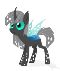 Size: 1496x1767 | Tagged: dead source, safe, artist:pechenyuha, oc, oc only, changeling, lightly watermarked, simple background, solo, transparent background, vector, watermark