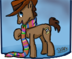 Size: 489x399 | Tagged: safe, artist:darkwingsnark, doctor whooves, time turner, g4, clothes, crossover, doctor who, fourth doctor, hat, male, scarf, solo