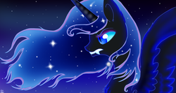 Size: 1414x753 | Tagged: safe, artist:bark-bark-meow, nightmare moon, g4, female, solo